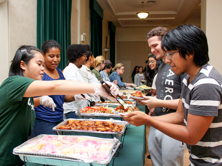 Students grabbing food at Latino Fest