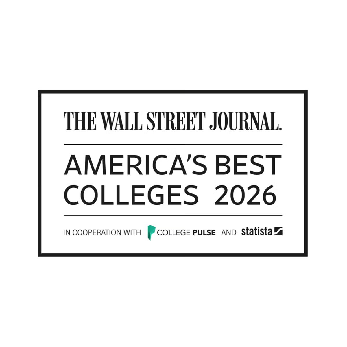 Wall Street Journal badge recognizing Manhattan University in its 2026 Best Colleges in the U.S. rankings
