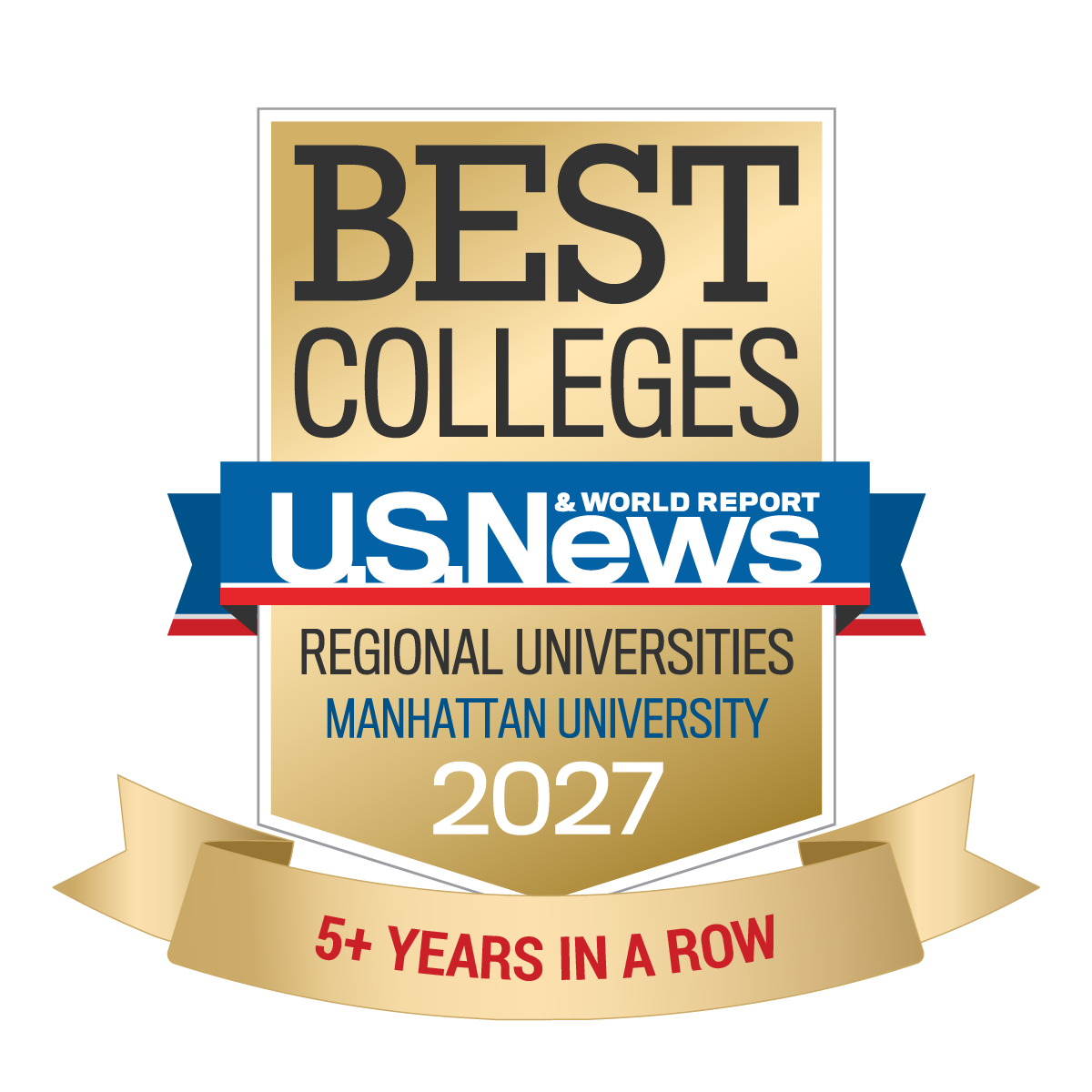 U.S. News and World Report badge recognizing Manhattan University in its 2026 Best Colleges rankings