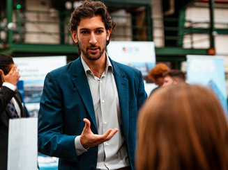 Graduate student at the Career Fair at Manhattan University