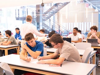 Students studying in the college of Engineering building