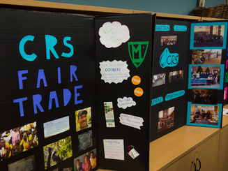 Catholic Relief Services display boards at an event