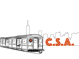 the CSA logo showing a train, a city skyline, and the letters C, S, A