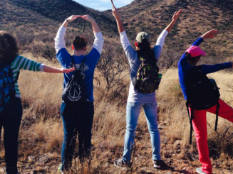 students spell out the word love