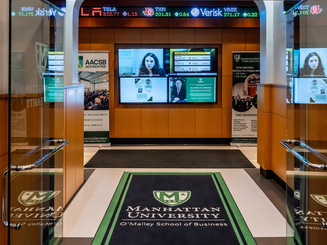 photo of the entrance of the O'Malley School of Business at Manhattan University