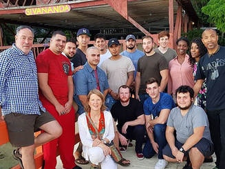A group of student veterans on a yoga retreat