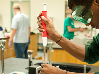 student works in a chemistry lab