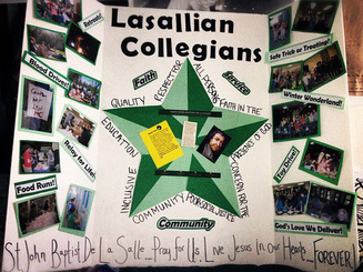 A display board advertising the Lasallian Collegians group