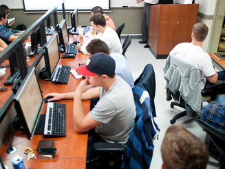 Bloomberg Trading room with business students for O'Malley School of Business