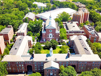aerial shot of the Manhattan University campus