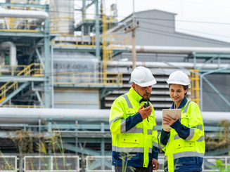 Petrochemical factory industry engineer teamwork meeting discussion at petroleum oil refinery plant. Industrial engineering technician working and maintenance manufacturing energy power gas system.