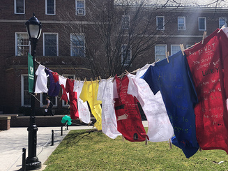 colorful clothing on a line in the Mu quad