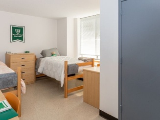 interior of the second of two bedrooms in a Horan Hall suite