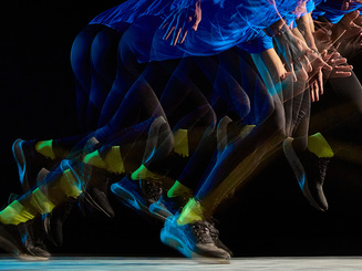 a person in motion in a time lapse