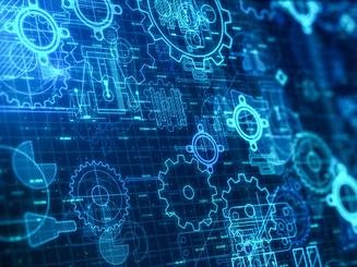 futuristic mechanical project blueprint, technical documentation, engineering computer drawing 