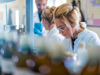 Health Sciences student in a lab