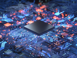 3D rendering of Computer Processors CPU and GPU concept