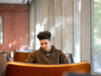 Student studying in the library