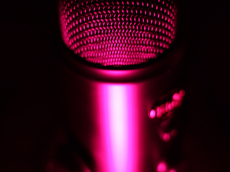 Black Condenser Microphone With Red Lighting