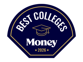 Graphic that says Best Colleges for Money Magazine 2026