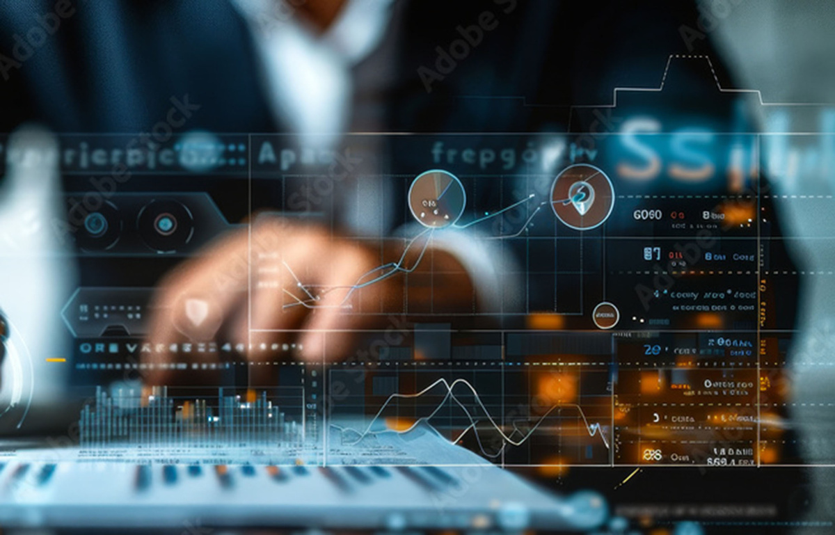 Illustration of person studying charts