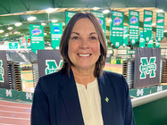 Photo of Athletic Director Irma Garcia in Draddy Gymnasium