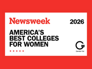 Newsweek 2026 America’s Best Colleges for Women recognition graphic, featuring the Newsweek and Gender Fair logos.