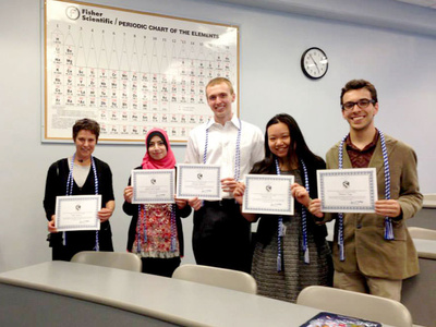student members of the American Chemical Society pose with certificates