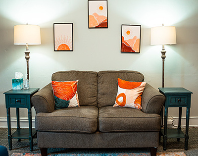 a couch in the counseling center