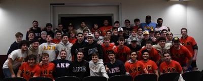 members of the Delta Kappa Epsilon chapter gather for a photo