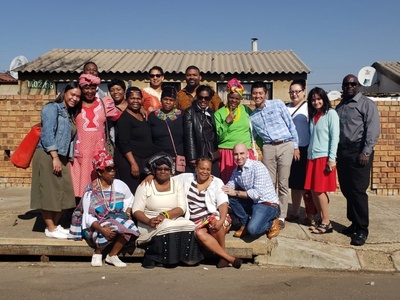 study abroad students with south African host families