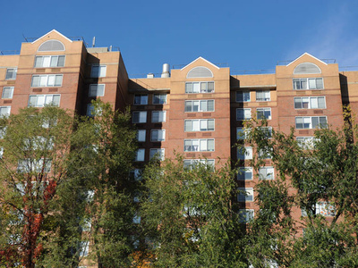 multistory dormitory on the Manhattan University campus