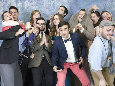 improv group students posing for a silly group photo