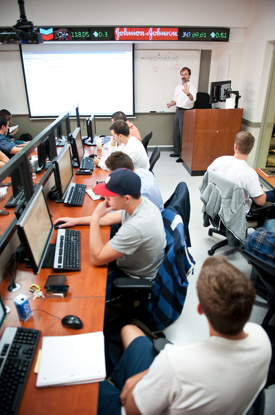 Bloomberg Trading room with business students for O'Malley School of Business