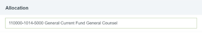 screenshot from the Chrome River app showing the allocation field