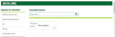 screenshot from the Chrome River app showing quick links