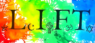 rainbow colored logo for the LIFT retreats