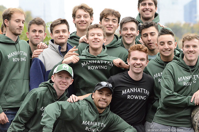 members of the mens rowing club gather for a group photo