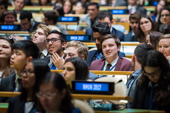 student delegates participate in a model UN event