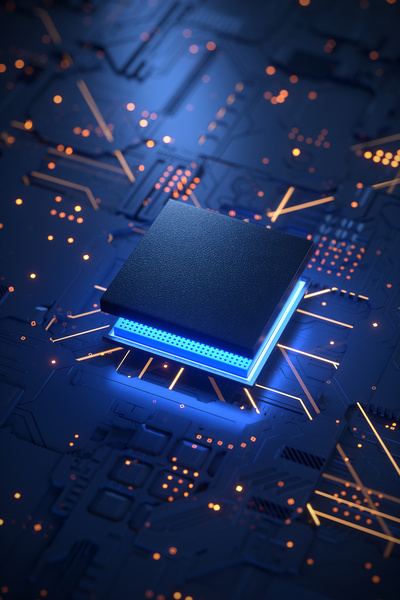 #d rendering of a circuit board
