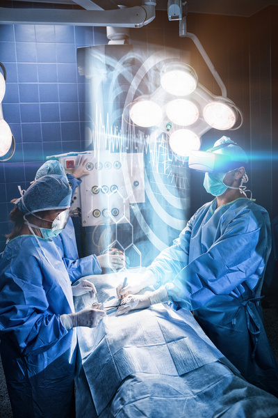 Composite image of medical interface on xray