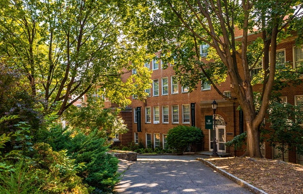 View of campus in the fall at Manhattan University