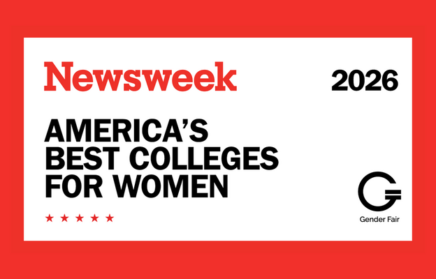 Newsweek 2026 America’s Best Colleges for Women recognition graphic, featuring the Newsweek and Gender Fair logos.