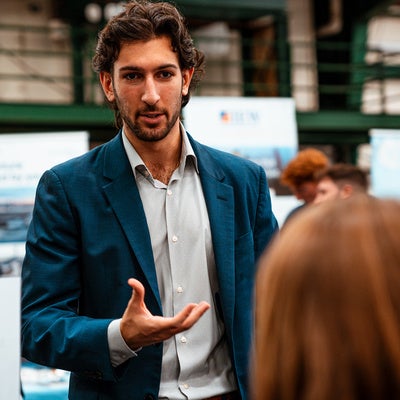 Graduate student at the Career Fair at Manhattan University