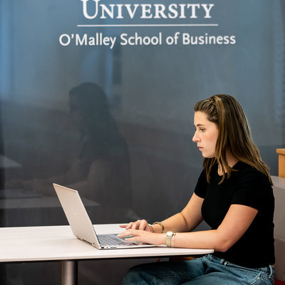 O'Malley School of Business student studying