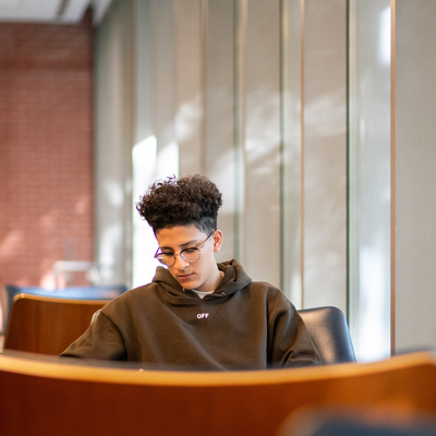 Student studying in the library