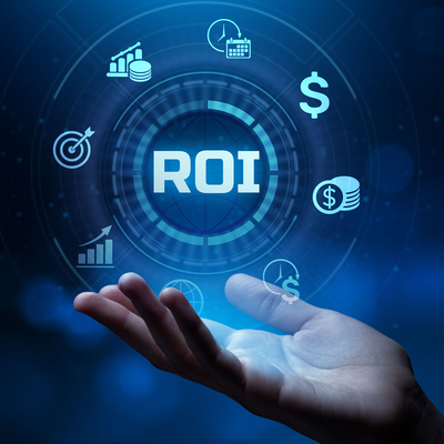ROI Return on investment Financial trading Business concept.