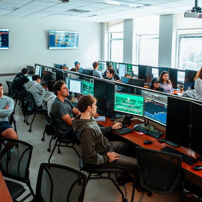 Bloomberg Trading room with business students for O'Malley School of Business